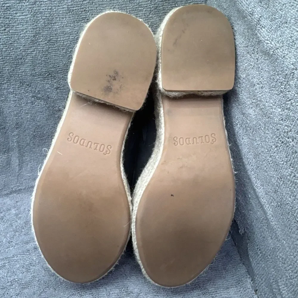 Ravello Leather Platform Espadrille Slides Womens 8 Black‎ Heels Slip On Slides